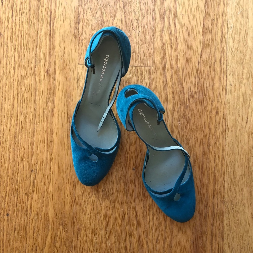 Sigerson Morrison Teal Suede Heels